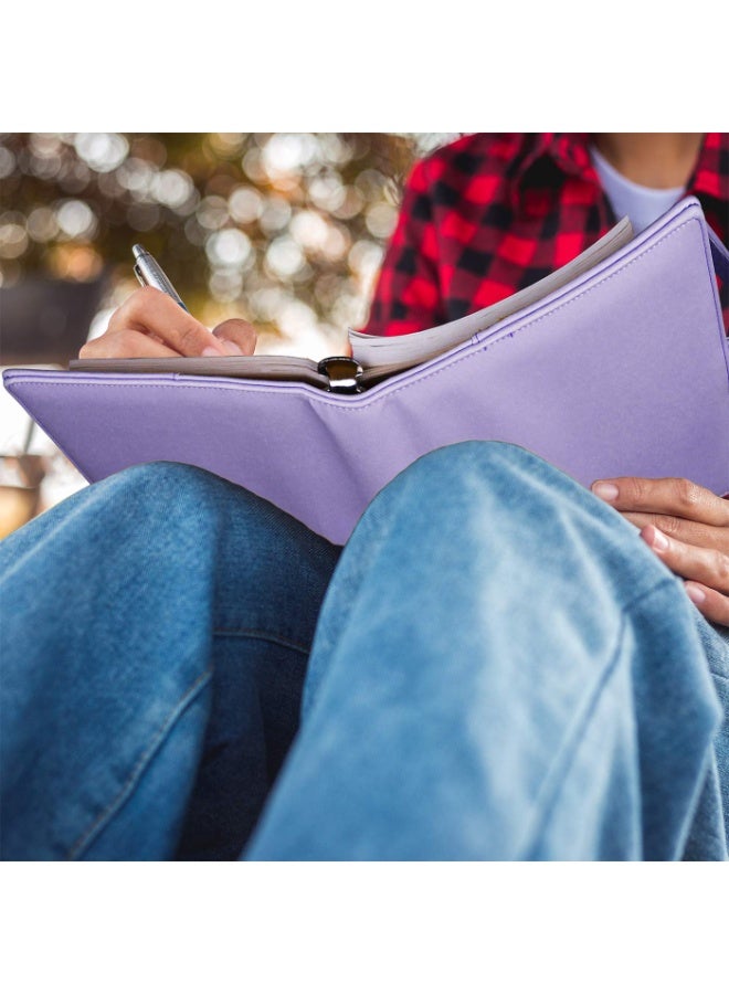 1Pcs Purple A5 Notebook Binder 6 Ring Refillable Budget Planner Cover for Cash Organizer, PU Leather Loose Leaf Kpop Photocard Holder Small Binder for A5 Planner Inserts with Magnetic Buckle - Image 5