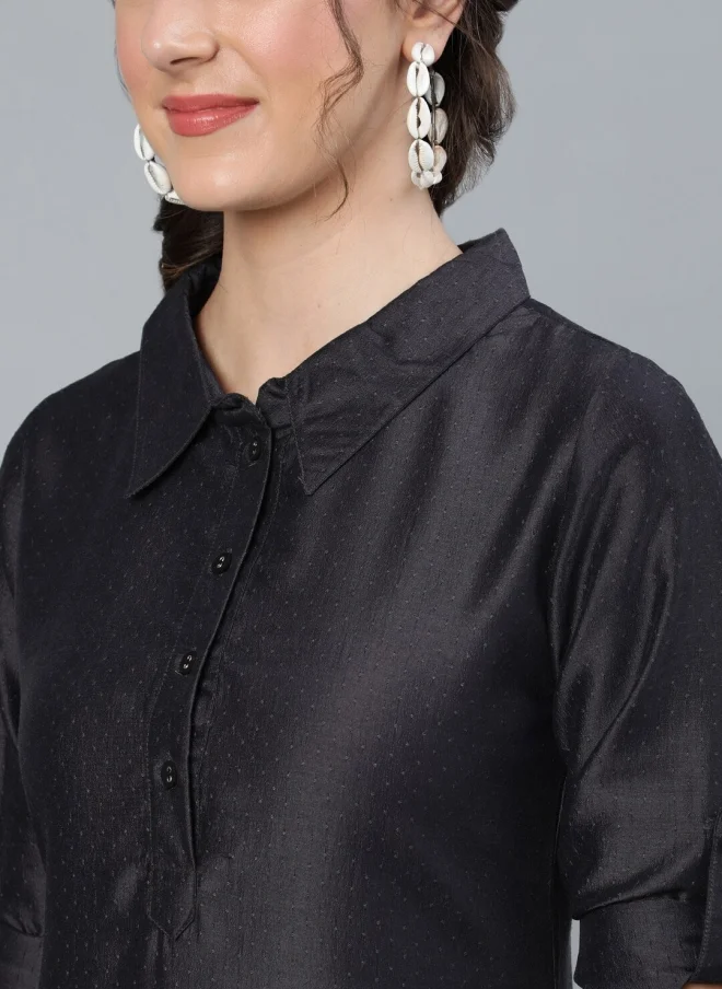 AKS Black Silk Straight Kurta for Women