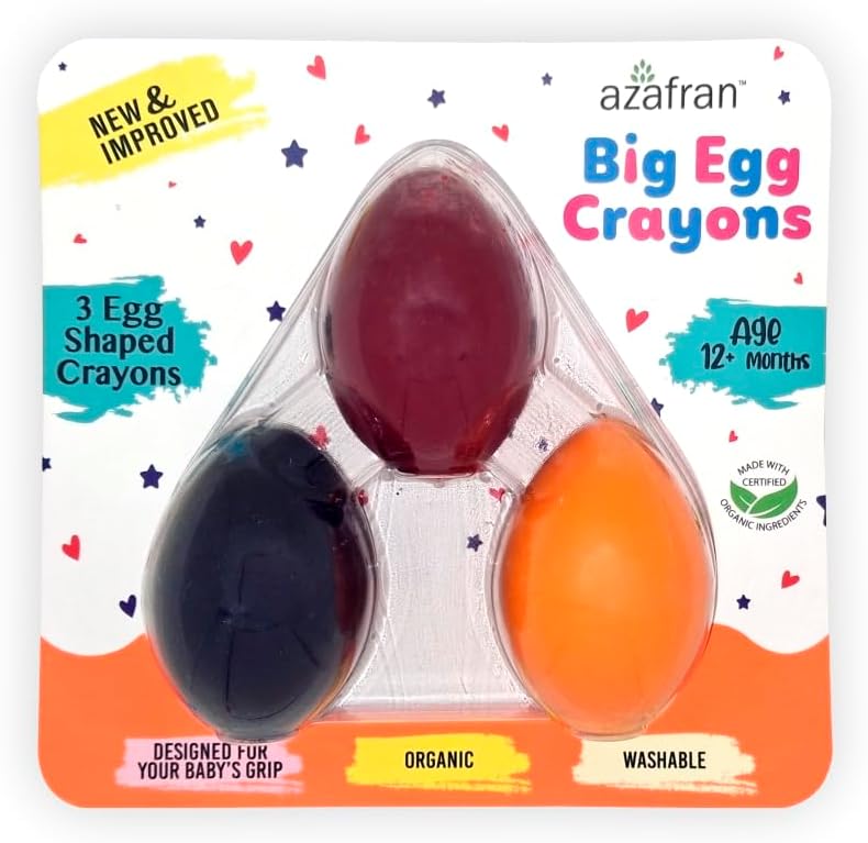 azafran Big Egg Crayons - 3 Egg Shaped Crayons' - Image 1