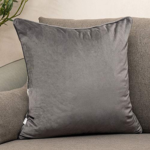 Yangest Silver Grey Square Throw Pillow Cover Wavy Velvet Cushion Cover Modern Zippered Pillowcase for Sofa Couch Bedroom Living Room Chair, 18 x 18 Inch - Image 2