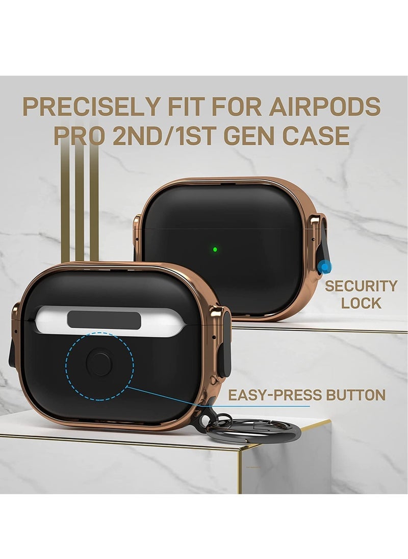 ELTRAZONE - Electroplated Case for AirPods Pro 2nd generation 2022, Dual Side Secure Lock Full Body Shockproof Hard Shell Protective Case Cover with Keychain for AirPods Pro 2 (Black) - Image 1