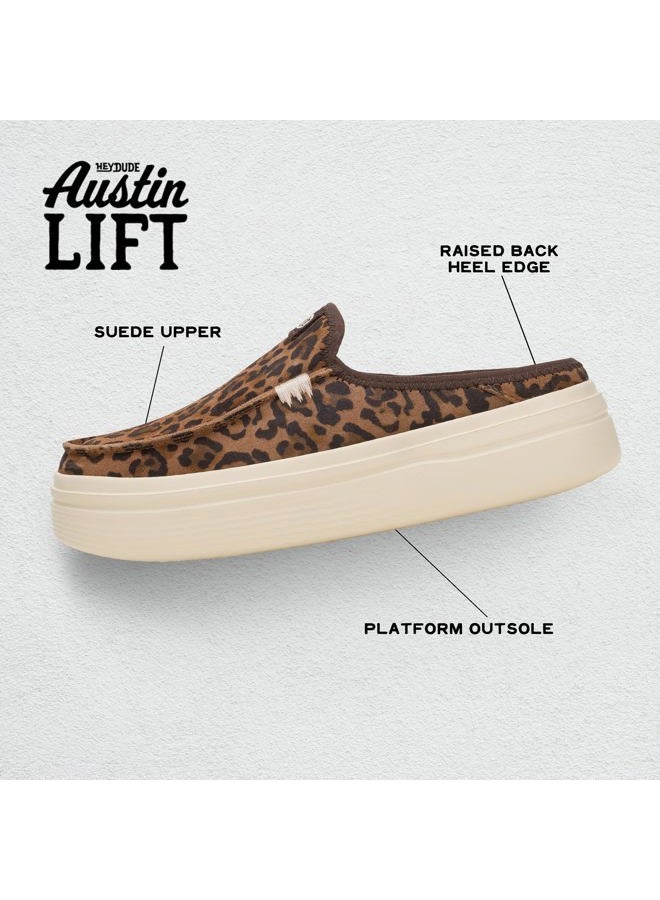 HEYDUDE Hey Dude Women's Austin Lift Classic | Women's Shoes | Women Slip-on Loafers | Comfortable & Light-Weight, Brown Leopard, 9 - Image 3