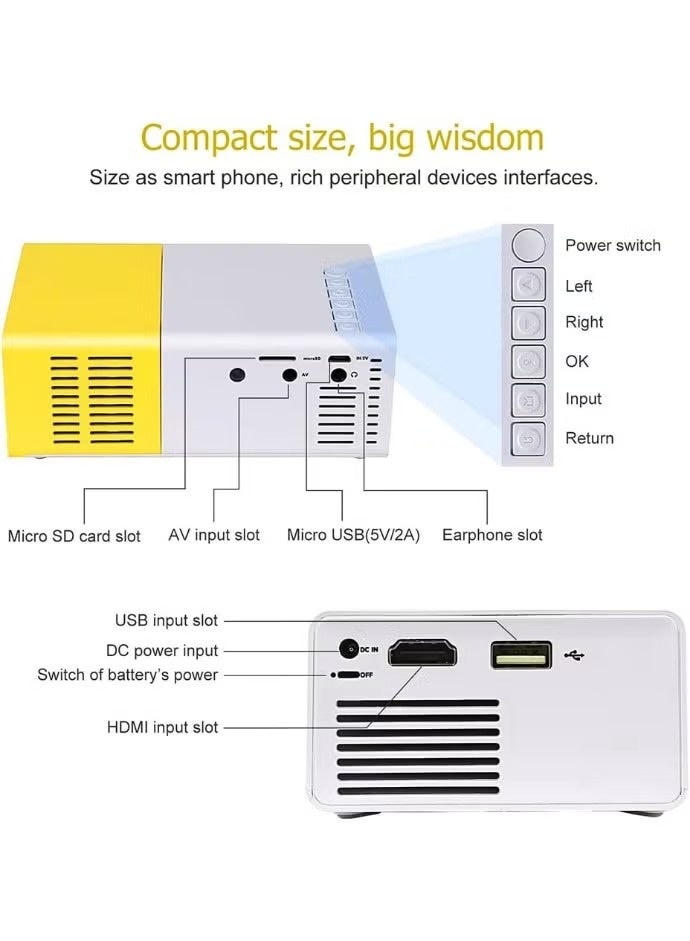 Portable home projector - supports high-definition projection - equipped with multiple inputs and a long-life light bulb - ideal for movies and games. - Image 4