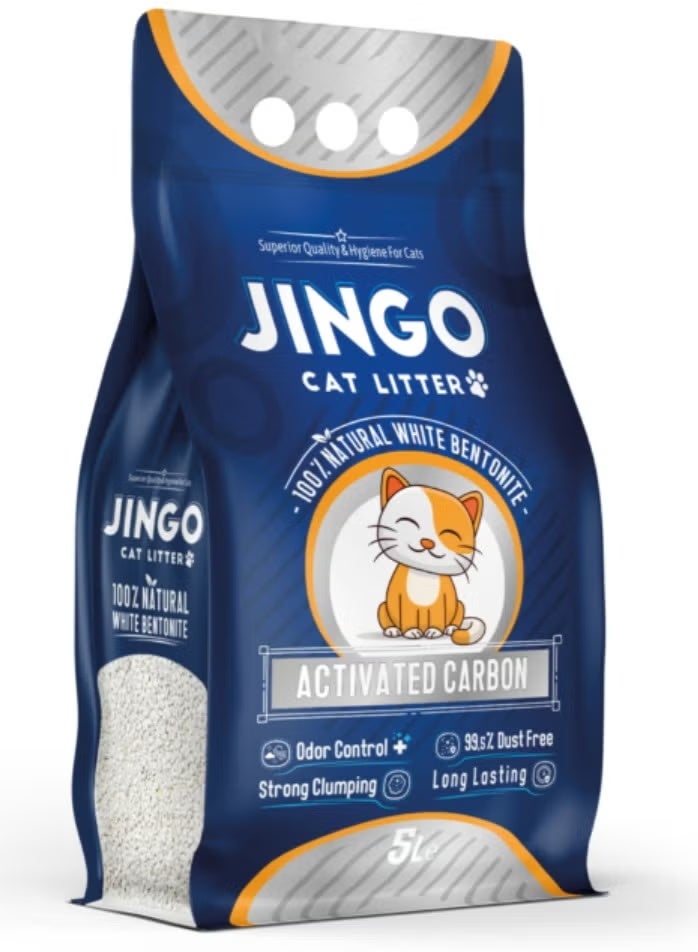 JINGO cat litter, 5 L , high absorption and high performance , activated carbon scent