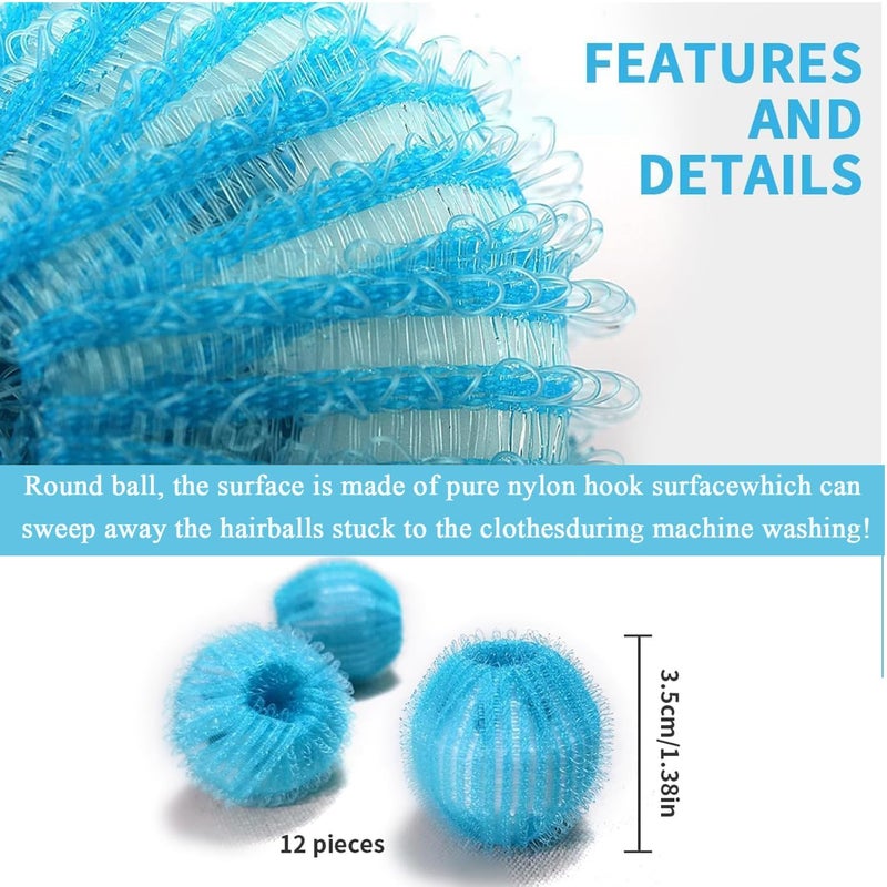 wdcfxy [12 Pack] Reusable Pet Hair Remover for Laundry - Dog Hair Catcher Dryer Sheets with Non-Damage Design, Fits Clothes/Bedding/Washer Machine - 2X Efficiency Lint Traps - Image 2