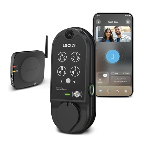 Lockly Vision Smart Lock, HD Video Doorbell Smart Locks for Front Door, Fingerprint Door Lock, Touchscreen Keypad, App Control, No Monthly Fee, Auto Lock - Matte Black - Image 1