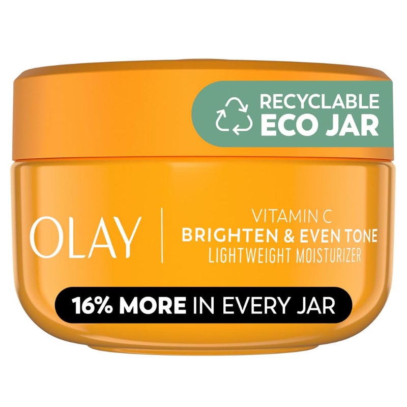 Olay Bright  Even Vitamin C with Lactic Acid Face Moisturizer 2 oz Lightweight Brightening Face Cream for Uneven Skin Tone Recyclable Eco Jar Packaging Value Size
