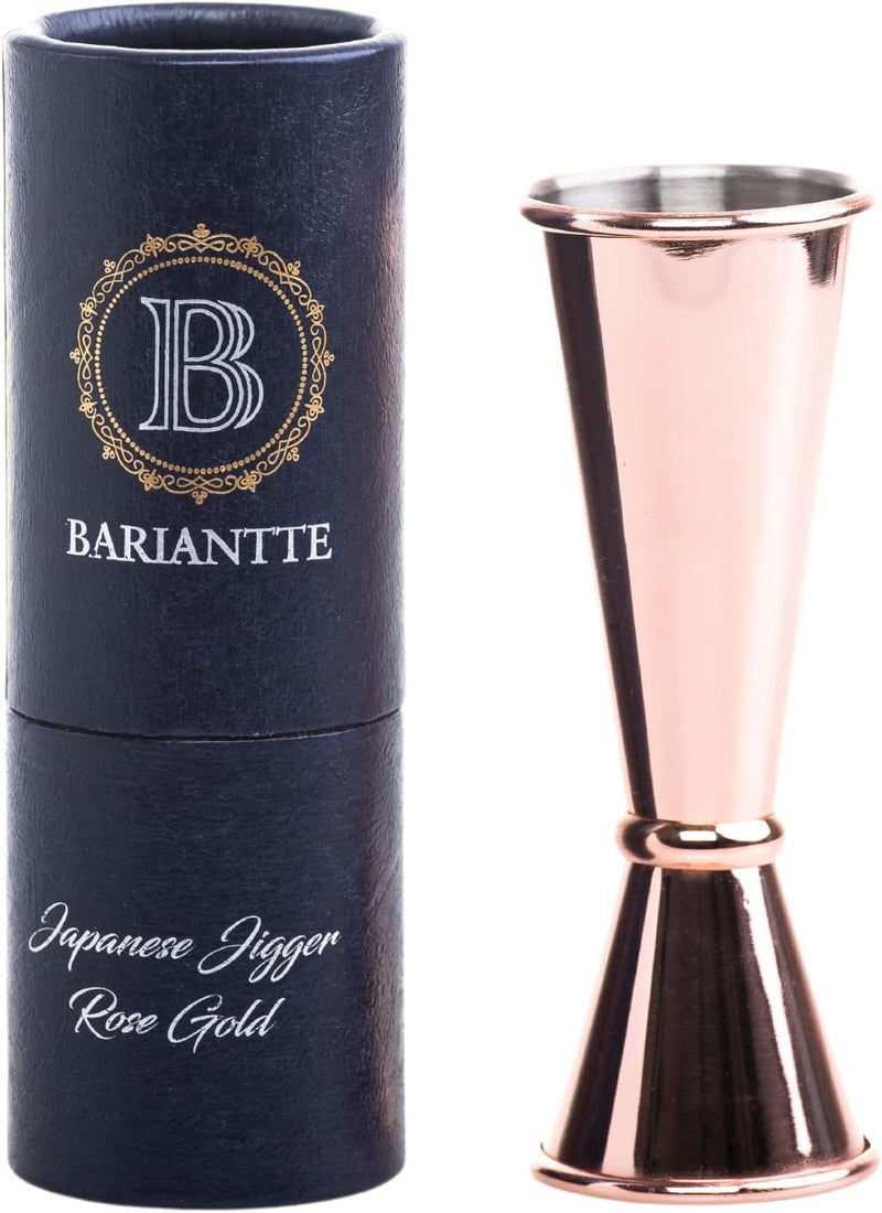 B BARIANTTE BARIANTTE Cocktail Jigger for Bartending, 2 oz 1 oz Japanese Measuring Shot Glass - Rose Gold - Image 1