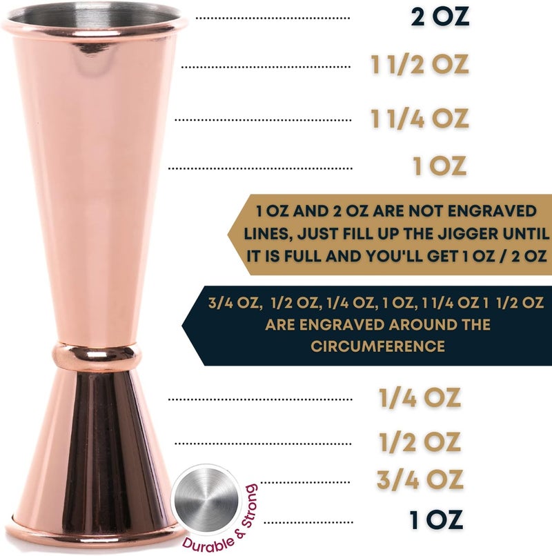 B BARIANTTE BARIANTTE Cocktail Jigger for Bartending, 2 oz 1 oz Japanese Measuring Shot Glass - Rose Gold - Image 4