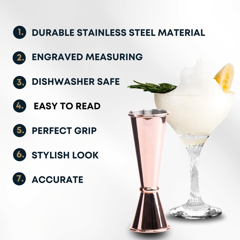 B BARIANTTE BARIANTTE Cocktail Jigger for Bartending, 2 oz 1 oz Japanese Measuring Shot Glass - Rose Gold - Image 2