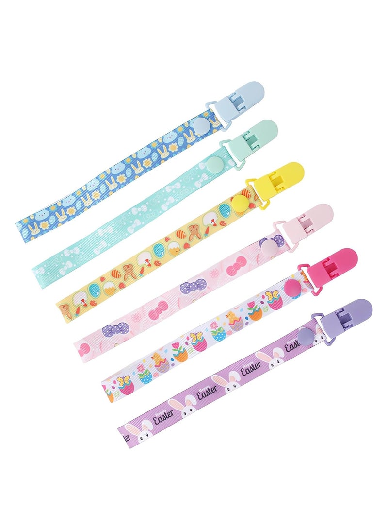Silicone Dummy Clips Adapter, 6 pcs Baby Pacifier Chain with 6 pcs Adapters, Silicone Ring Adapter, Baby Pacifier Holder Soother Clip Chain Straps - Image 4