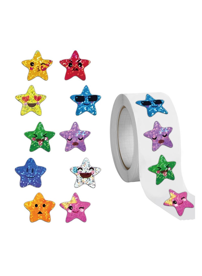 Smiling Star Stickers, 500 Pcs Paper Material Waterproof Practical Sticker, Suitable for Classroom, Homework Books Etc - Image 1