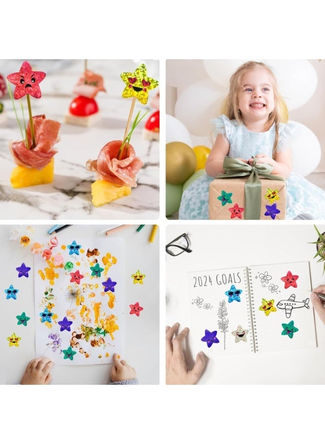Noorly Smiling Star Stickers, 500 Pcs Waterproof Practical Sticker Roll for Kids, Reward Stickers Roll with Glitter Finish, Self-Adhesive Reward Stickers for Classroom, Homework Books, Chore Charts & Crafts - Image 5