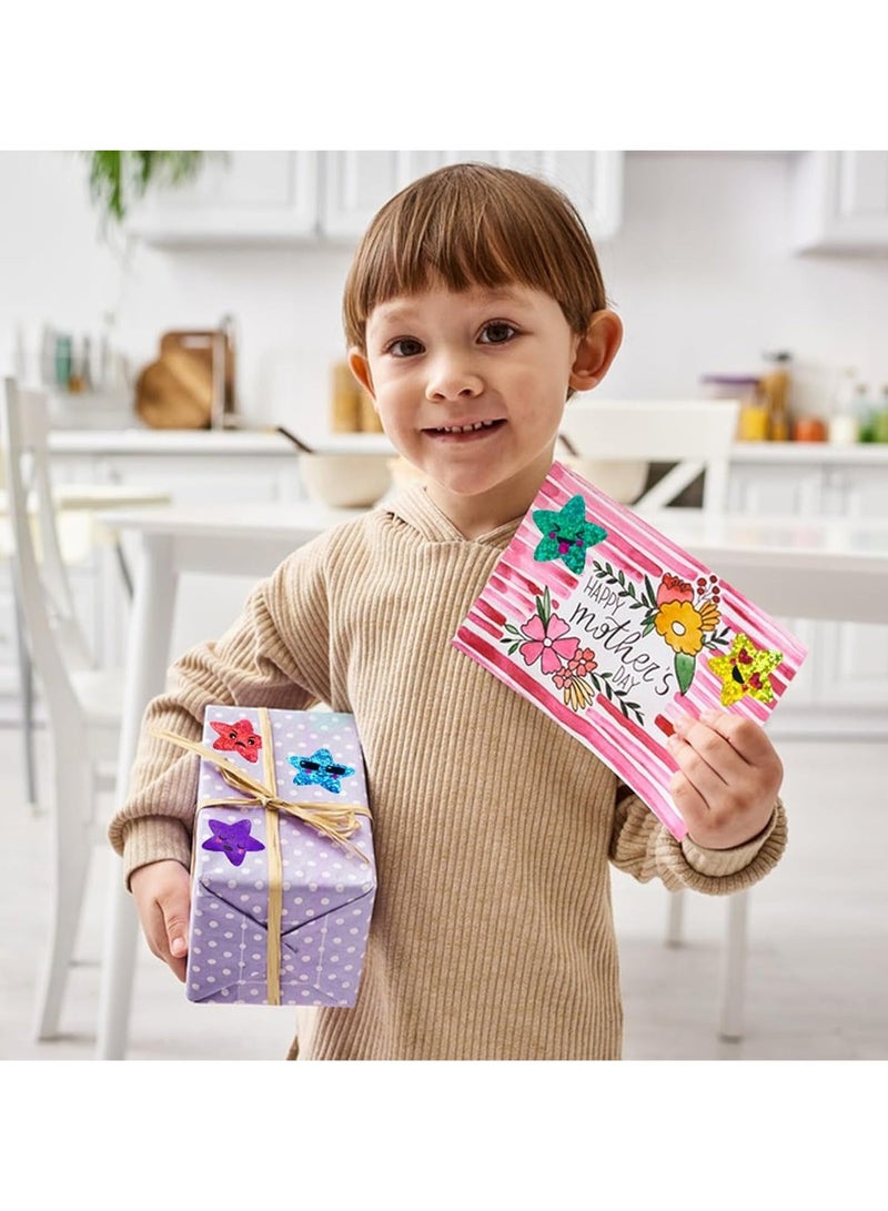Noorly Smiling Star Stickers, 500 Pcs Waterproof Practical Sticker Roll for Kids, Reward Stickers Roll with Glitter Finish, Self-Adhesive Reward Stickers for Classroom, Homework Books, Chore Charts & Crafts - Image 4