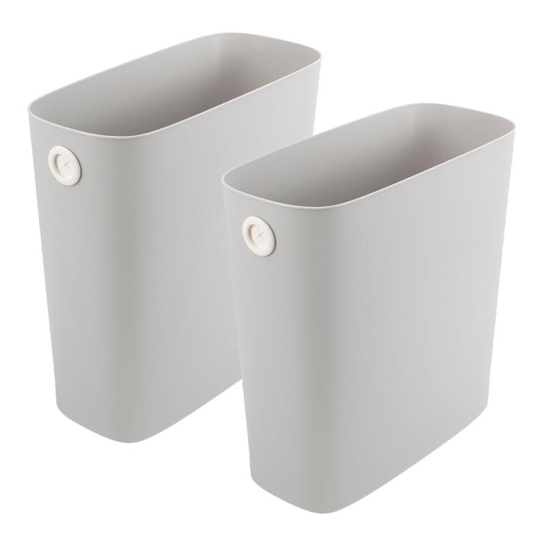 IMIKEYA 2pcs Plastic Trash Can Wastebasket Narrow Garbage Bin Lid 8l for Kitchen Bathroom Office, Gray - Image 1