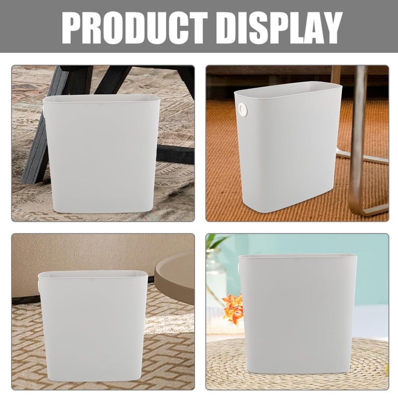 IMIKEYA 2pcs Plastic Trash Can Wastebasket Narrow Garbage Bin Lid 8l for Kitchen Bathroom Office, Gray - Image 5
