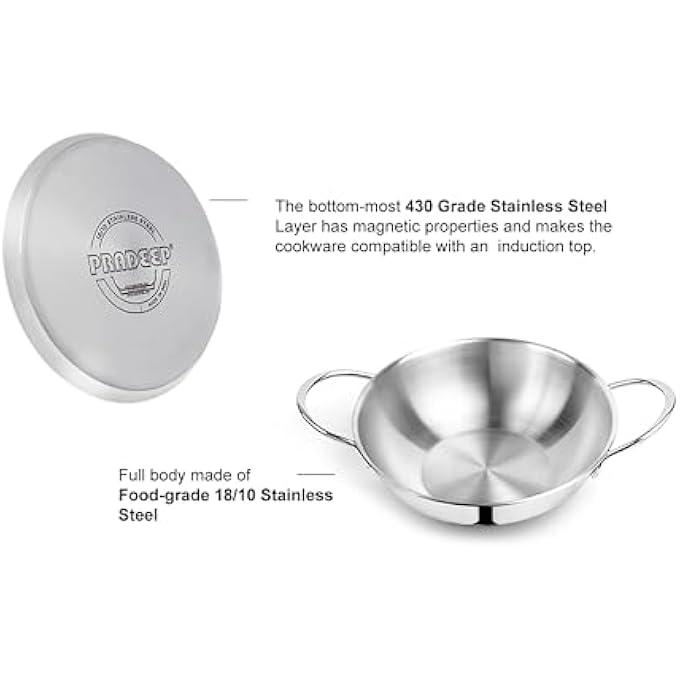 براديب موقد غاز كاداي الحثي، متوافق مع 304 درجة طعام، لمسة نهائية عاكسة، مقابض مقاومة للحرارة، توزيع متساوي للحرارة، آمن للاستخدام في غسالة الأطباق، غطاء زجاجي، سعة 24 لترًا - Image 2