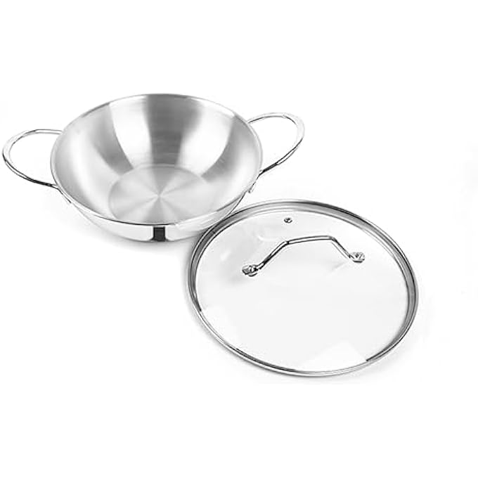 براديب موقد غاز كاداي الحثي، متوافق مع 304 درجة طعام، لمسة نهائية عاكسة، مقابض مقاومة للحرارة، توزيع متساوي للحرارة، آمن للاستخدام في غسالة الأطباق، غطاء زجاجي، سعة 24 لترًا - Image 5