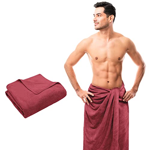Sassoon Venir Microfiber 1 Piece Men Bath Towel 450 GSM (70x145cm, Crimson Color) Ultra Soft Material, Towel for Daily use - Image 1