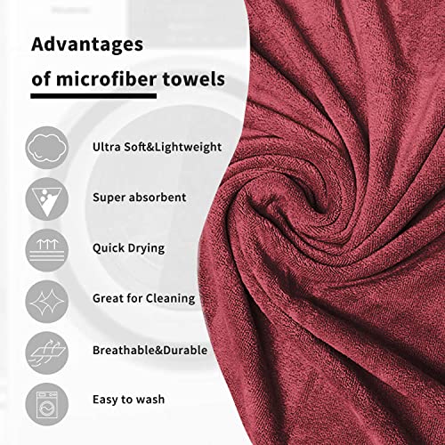 Sassoon Venir Microfiber 1 Piece Men Bath Towel 450 GSM (70x145cm, Crimson Color) Ultra Soft Material, Towel for Daily use - Image 4