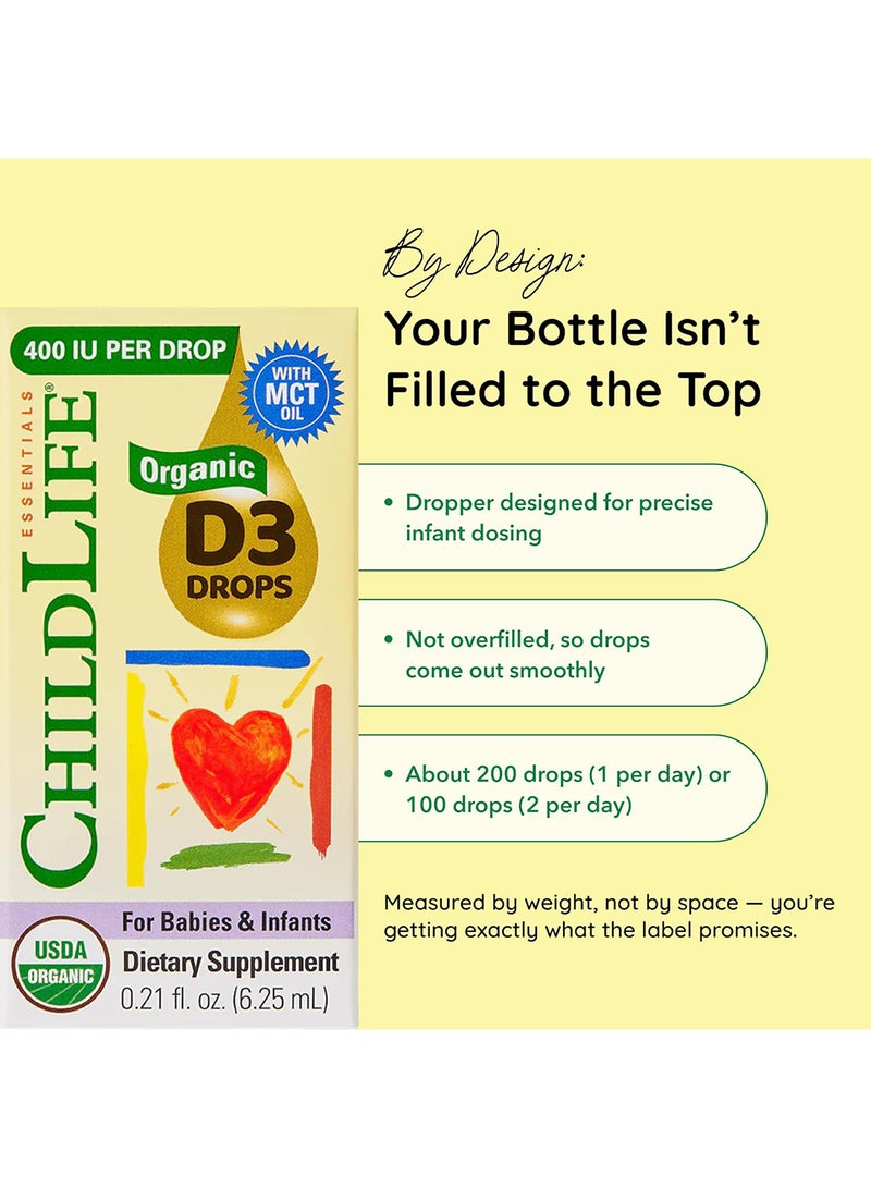 CHILDLIFE Essentials Organic Vitamin D3 Liquid Drops With Mct Oil 400iu Per Drops. 0.21 Fl Oz. - Image 4