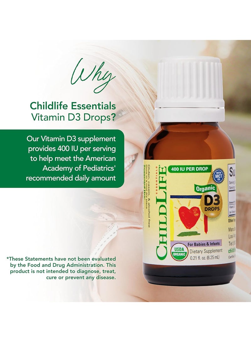 CHILDLIFE Essentials Organic Vitamin D3 Liquid Drops With Mct Oil 400iu Per Drops. 0.21 Fl Oz. - Image 5
