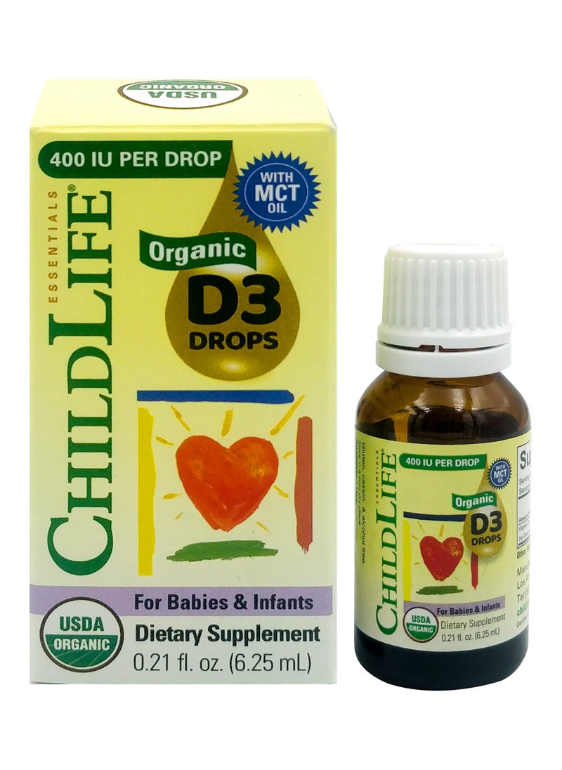 CHILDLIFE Essentials Organic Vitamin D3 Liquid Drops With Mct Oil 400iu Per Drops. 0.21 Fl Oz.  - Image 1