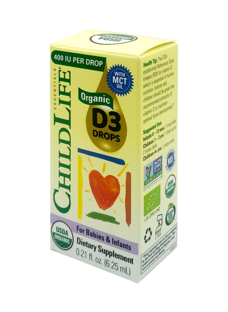 CHILDLIFE Essentials Organic Vitamin D3 Liquid Drops With Mct Oil 400iu Per Drops. 0.21 Fl Oz.  - Image 5