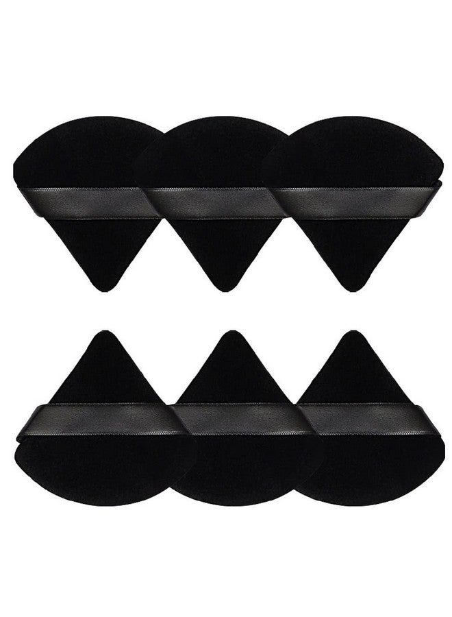 Pimoys 6 Pieces Powder Puff Face Soft Triangle Makeup Puff for Loose Powder Mineral Powder Body Powder Velour Cosmetic Foundation Blender Sponge Beauty Makeup Tools(Black) - Image 1
