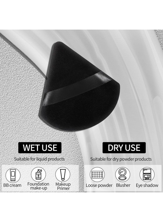 Pimoys 6 Pieces Powder Puff Face Soft Triangle Makeup Puff for Loose Powder Mineral Powder Body Powder Velour Cosmetic Foundation Blender Sponge Beauty Makeup Tools(Black) - Image 3