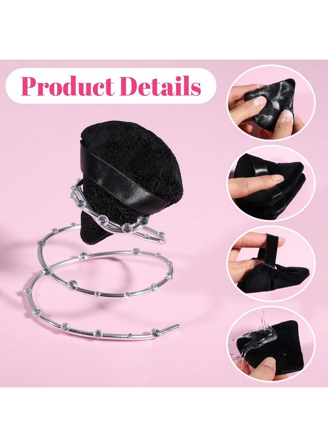 Pimoys 6 Pieces Powder Puff Face Soft Triangle Makeup Puff for Loose Powder Mineral Powder Body Powder Velour Cosmetic Foundation Blender Sponge Beauty Makeup Tools(Black) - Image 4