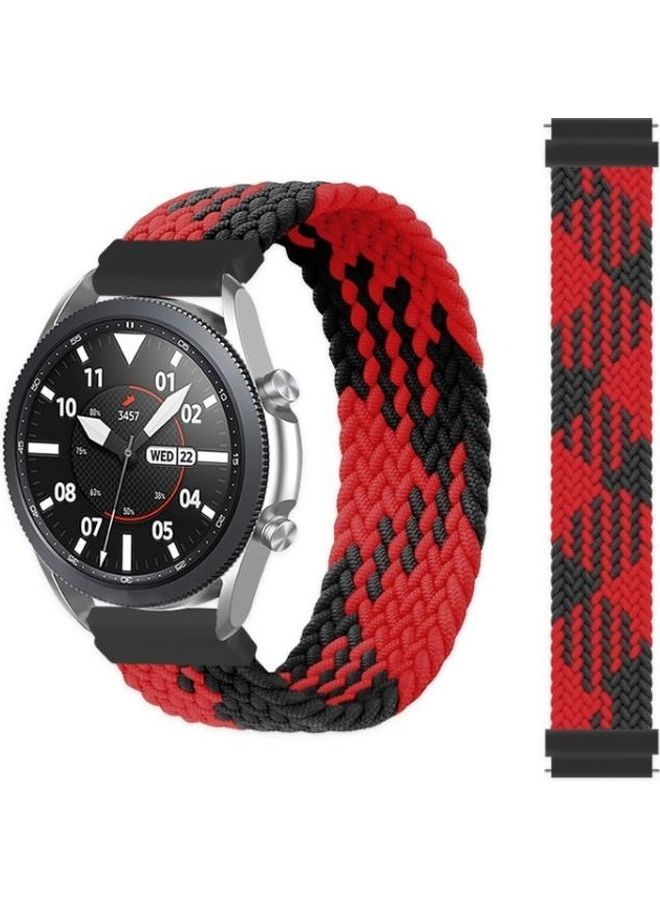 NIBEMINENT Adjustable Nylon Braided Elasticity Replacement Strap For Huawei Watch 3/3 Pro Red/Black - Image 1