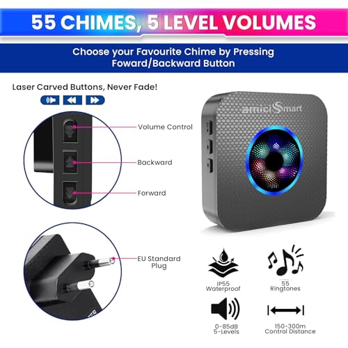 amiciSmart Premium Dog Potty Training Bell – Wireless Doorbell System with 55 Melodies & 5-Level Volume Control | Elegant Pet Communication Tool with One Transmitter & Receiver - Image 3