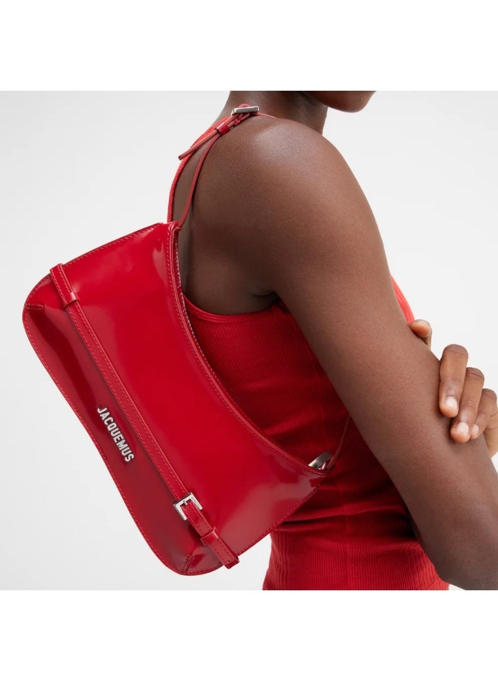 JACQUEMUS Le Bisou Belted Shoulder Bag, Women's Shoulder Bag, Women's Handbag, Women's Tote Bag, Women's Travel Bag, Dark Red - Image 2