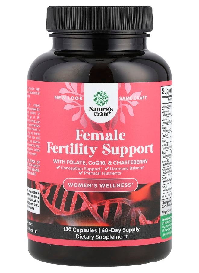 Nature's Craft Women's Wellness Female Fertility Support with Folate CoQ10 & Chasteberry 120 Capsules 