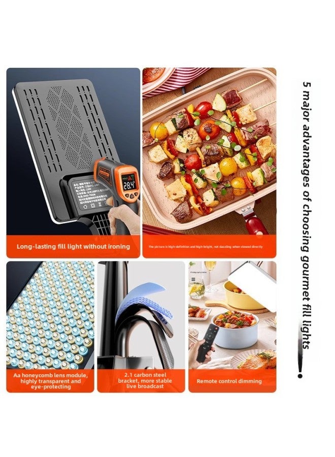 Food Fill Light Led Photography Professional Studio Anchor Desktop Still Life Jewelry Kitchen Dishes Light-Light Source Color: + Floor Stand  - Image 5
