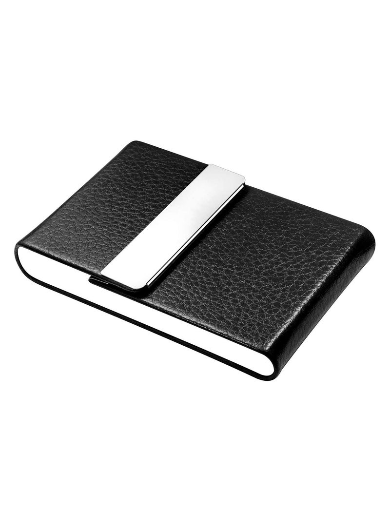 Professional Business Card Holder PU Leather Business Card Case Name Card Holder Slim Metal Pocket Card Holder with Magnetic Shut - Image 4