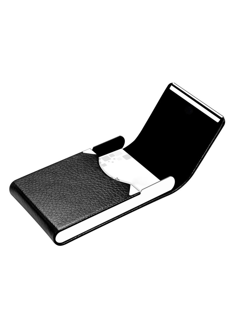 Professional Business Card Holder PU Leather Business Card Case Name Card Holder Slim Metal Pocket Card Holder with Magnetic Shut - Image 5