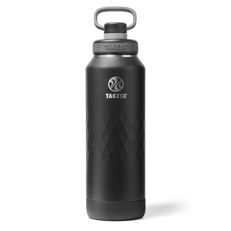 Takeya Sport 40 oz TripleInsulated Stainless Steel Water Bottle Spout Lid Leakproof Sweatproof BPAFree Keeps Drinks Cold 36 Hrs Hot 14 Hrs Obsidian