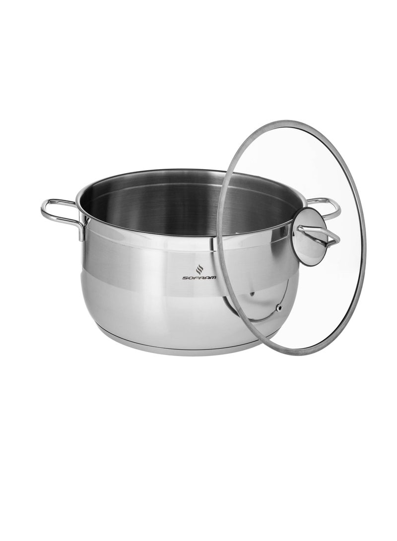 سوفرام قدر ستانلس ستيل تركي مقاسات مختلفة مع غطاء زجاج مقاوم للكسر - Image 2