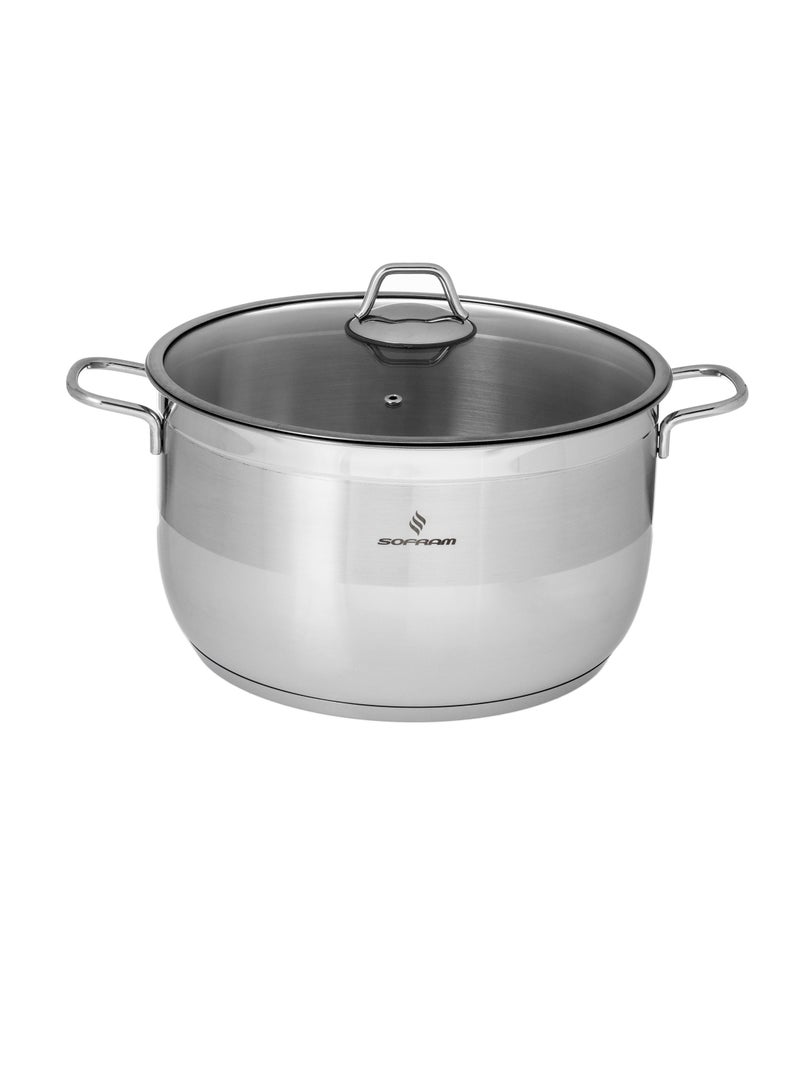 سوفرام قدر ستانلس ستيل تركي مقاسات مختلفة مع غطاء زجاج مقاوم للكسر - Image 1