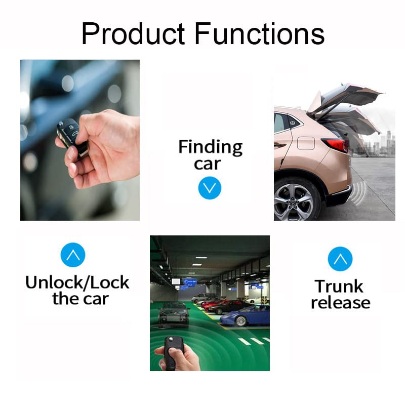 Lancoon Car Alarm Security System, 110dB Anti-Theft Device Keyless Entry Car Searching Universal Central Lock Kit with Shock Sensor Control Box 2 Replacement Remote Controls LED Display Lights - Image 4