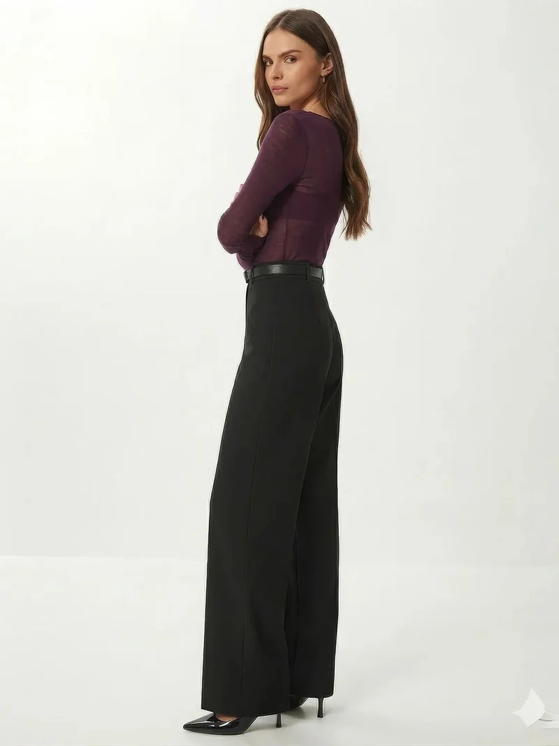 السعادة في إسطنبول ISTANBUL High Waist Wide Leg Trousers with Belt
