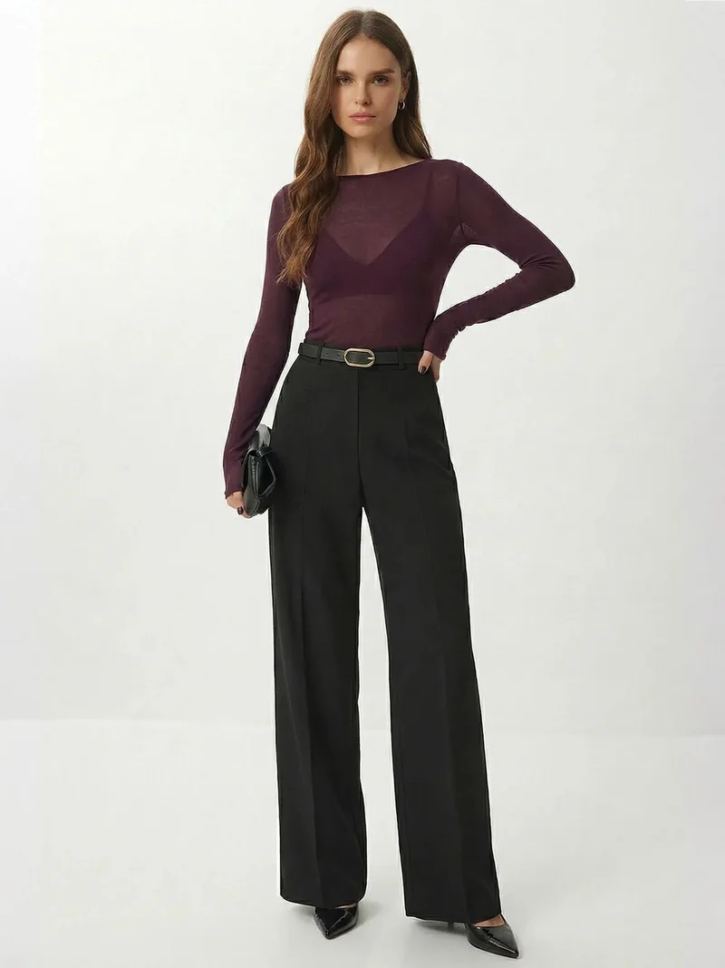 السعادة في إسطنبول ISTANBUL High Waist Wide Leg Trousers with Belt