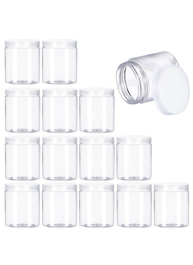 Panxxsen 15 Pack 6oz Clear Plastic Jars Wide-mouth Storage Containers,Refillable Empty Containers for Dry Food,Dried Fruit,Seasoning and Honey Storage  - Image 1