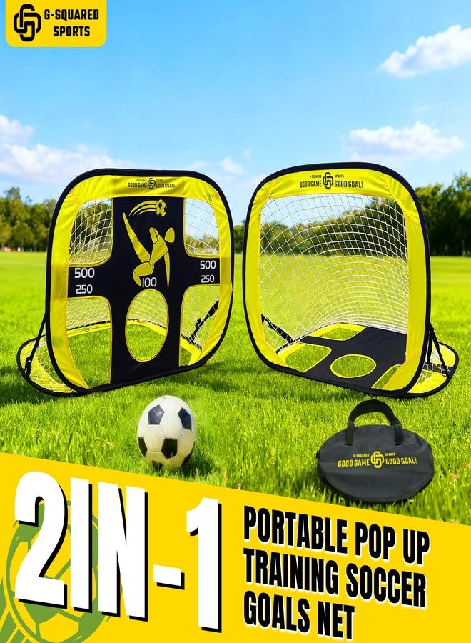 G-SQAURED 2-in-1 Pop-Up Soccer Goal & Target Net - 5 Adjustable Difficulty Score Zones, Easy Assembly, Portable with Carry Bag & Anchor Pegs, Indoor/Outdoor Training for Adults Kids - Image 2