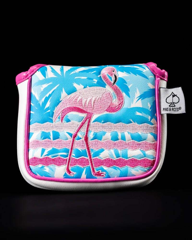 Pins & Aces Pins Aces LE Tropical Lawn Flamingo Head Cover Premium HandMade Leather Woods Headcover Funny Tour Quality Golf Club Cover Style and Customize Your Golf Bag Mallet - Image 2