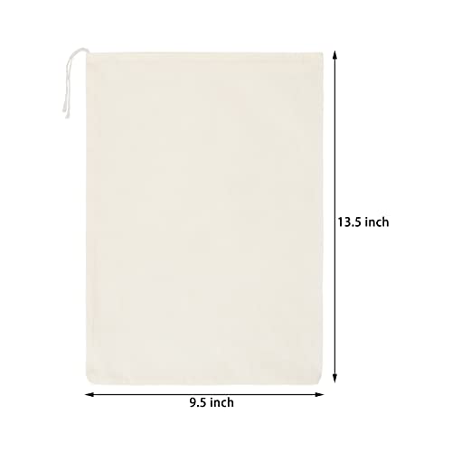 Pangda 15 Packs Muslin Bags with Drawstring Canvas Large Storage Cloth Bags Bulk Cotton Reusable Grocery Sacks DIY Craft Sachet Sacks for Party Wedding Home Storage, Natural Color(13.8 x 10 Inches) - Image 2