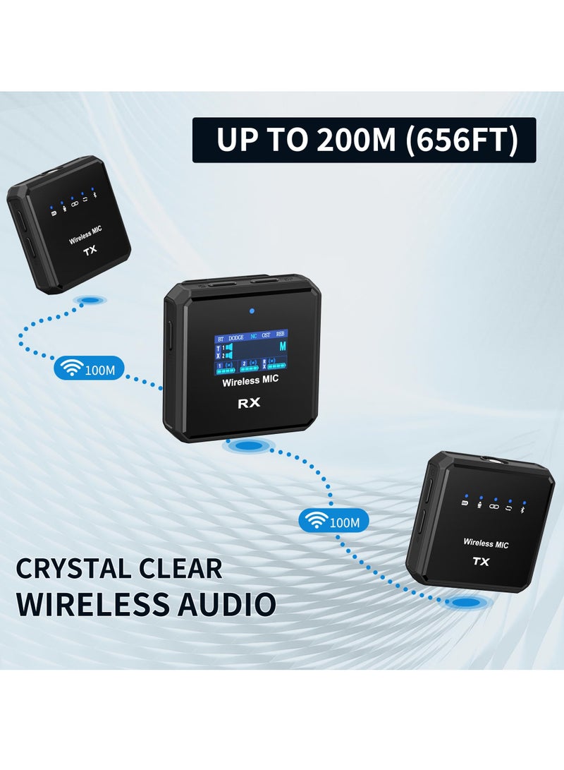 SYOSI Wireless Lavalier Microphone with Noise Cancellation, 656 ft Range, 24-Hour Battery, Dual Channel, Compact Lapel Microphone Wireless for DSLR Cameras, iPhone, Android, Streaming, Recording, Vlog - Image 3