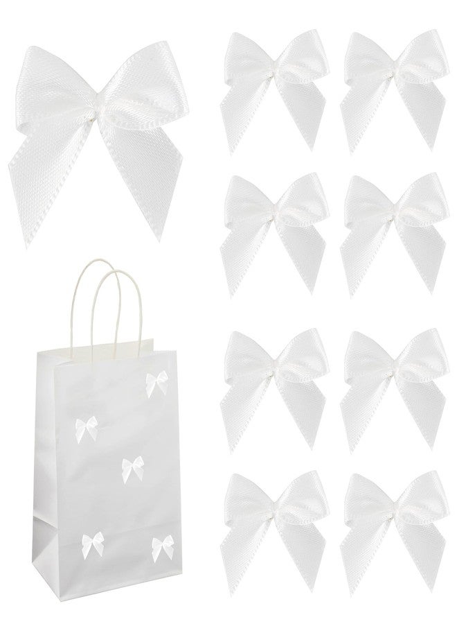 AIMUDI 150 PCs Small White Bows 1.2'' Satin Bows for Gift Wrapping Mini Bow for Treat Bags Cakes Balloons Gift Boxes Envelopes Wedding Baby Shower Birthday Party Decoration - Image 1